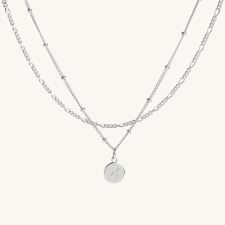 Zodiac Sign Necklace Layering Set in Silver